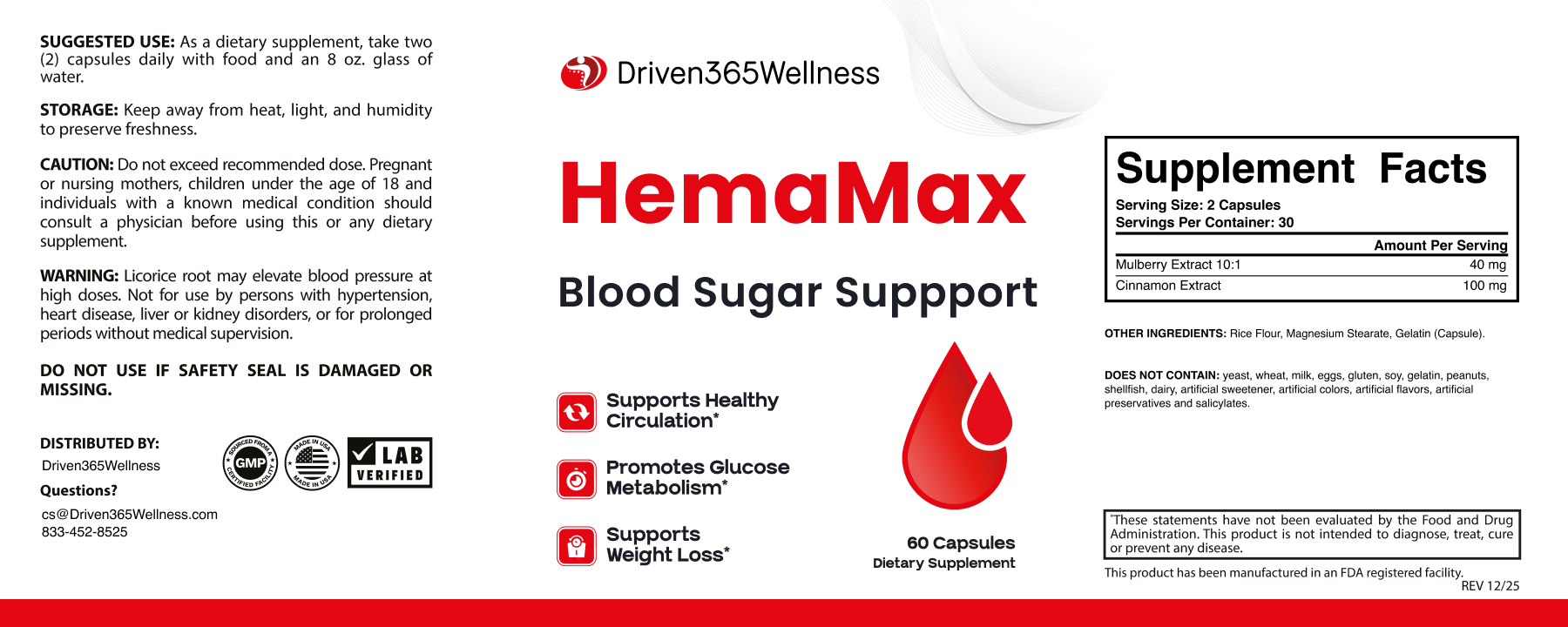 HemaMax Supplement Facts