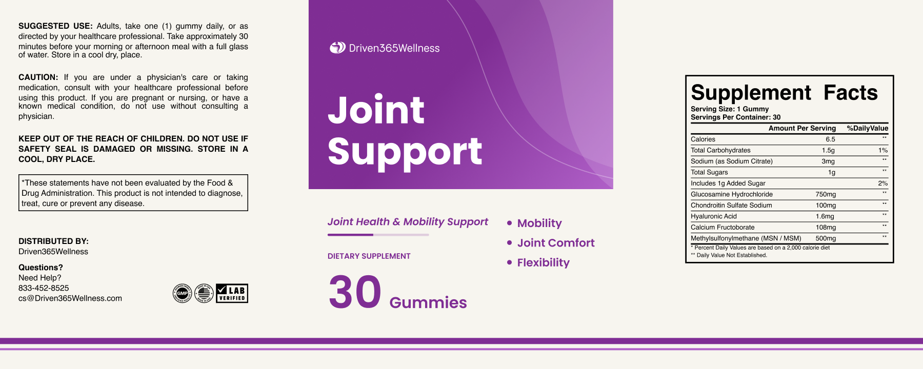 Joint Support Supplement Facts