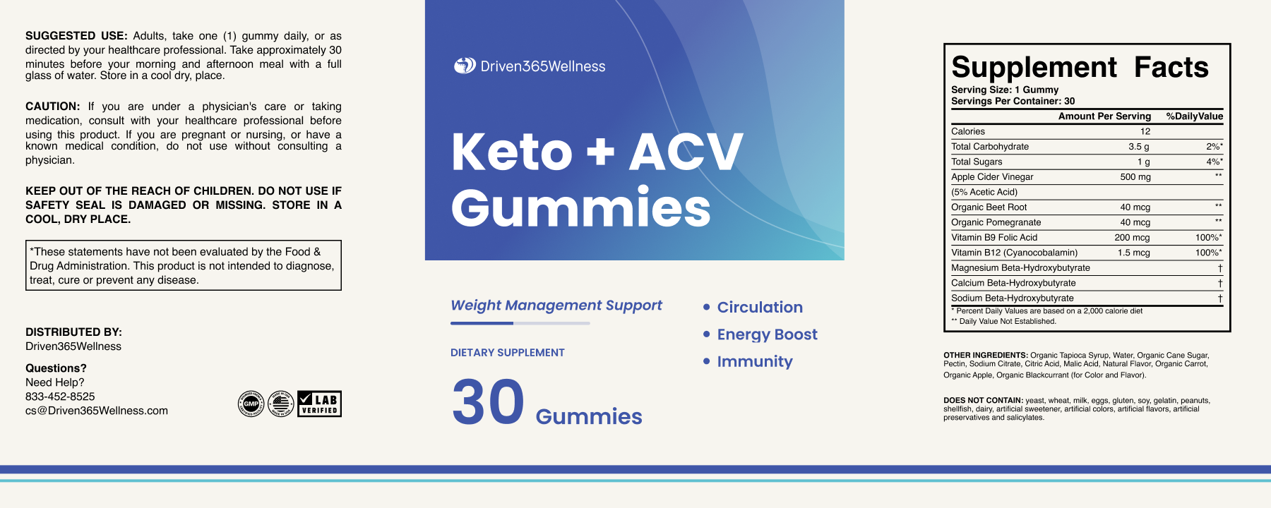 Keto + ACV Gummies Supplement Facts